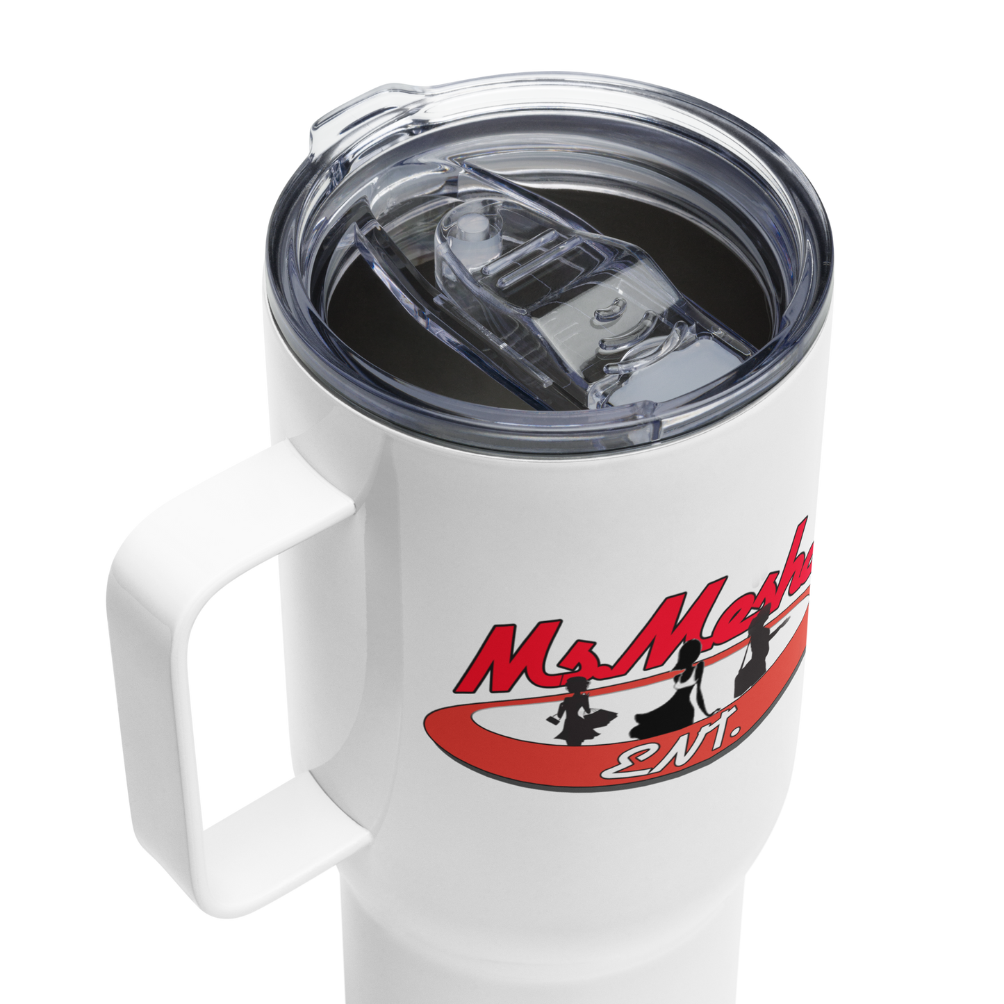 Travel mug with a handle