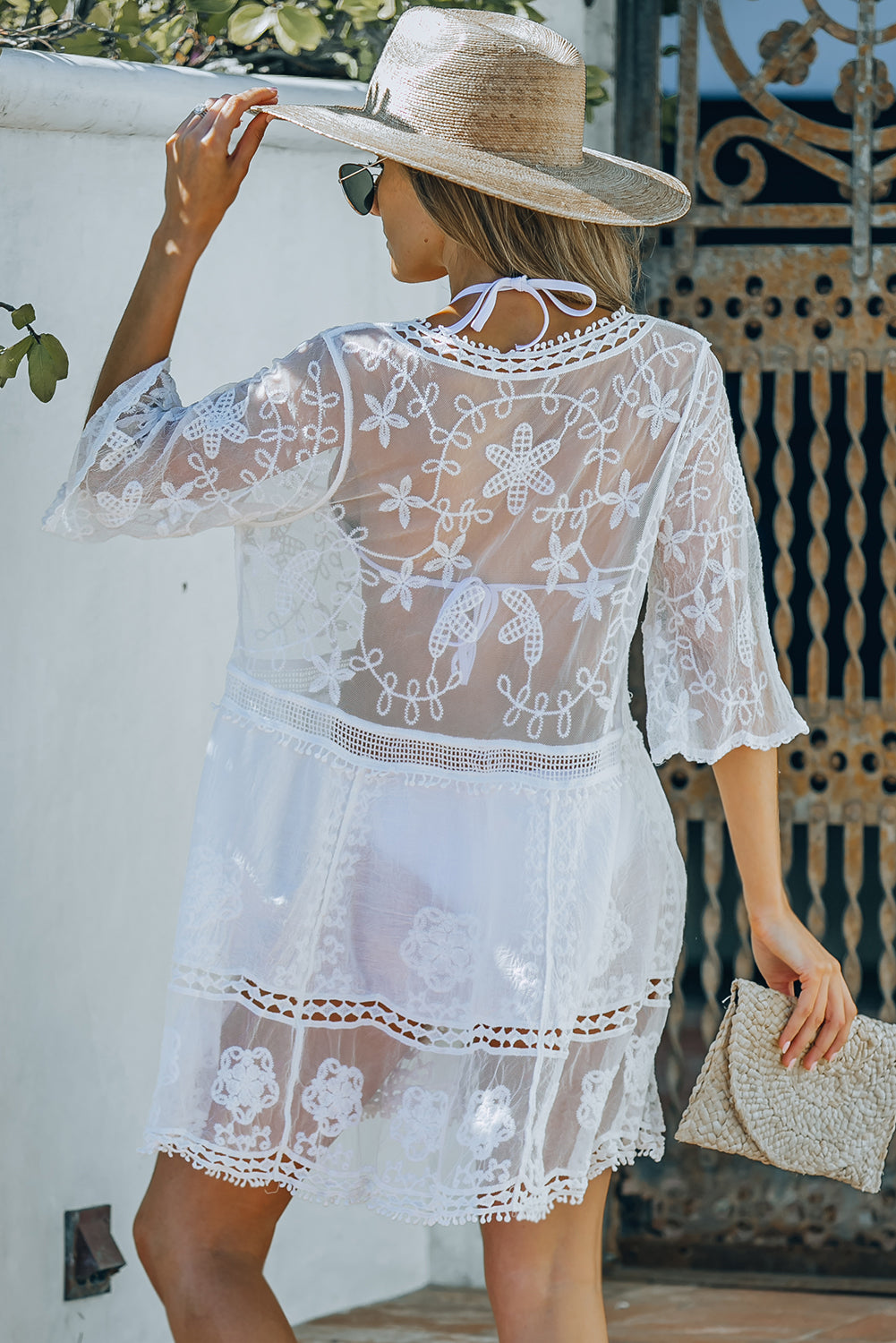 Half-Length Sleeve Lace Cover Up