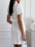 Short Sleeve Tie Waist Mini Dress