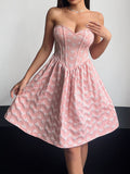 Heart Sweetheart Neck Mini Dress