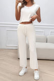 Ribbed Round Neck Top and Pants Set