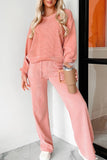 Round Neck Long Sleeve Top and Pants Set