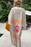 Letter Dropped Shoulder Long Sleeve Cardigan