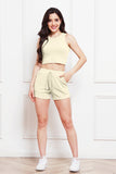 Round Neck Tank and Drawstring Shorts Set