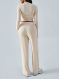 Devine Round Neck Long Sleeve Top and Pants Set