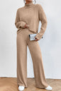 Mock Neck Dropped Shoulder Top and Pants Set
