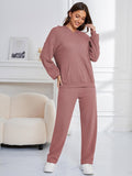 Dropped Shoulder Long Sleeve Hoodie and Pants Set