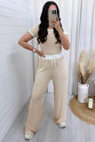 Contrast Trim Round Neck Top and Pants Set