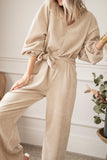 V-Neck Balloon Sleeve Wide Leg Jumpsuit