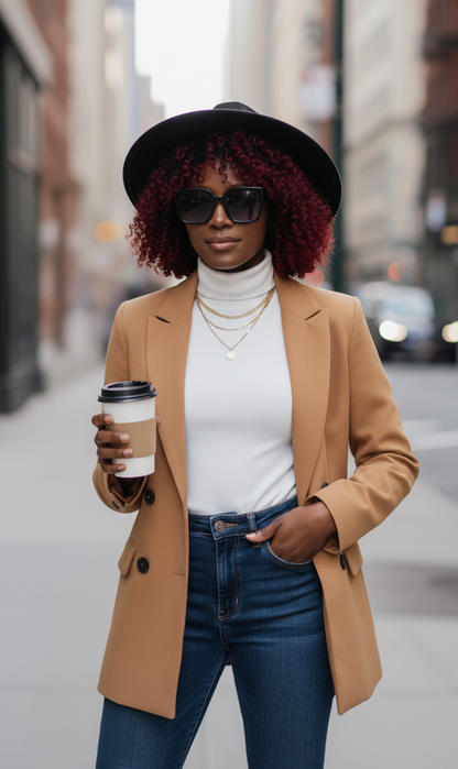 Lapel Collar Long Sleeve Blazer