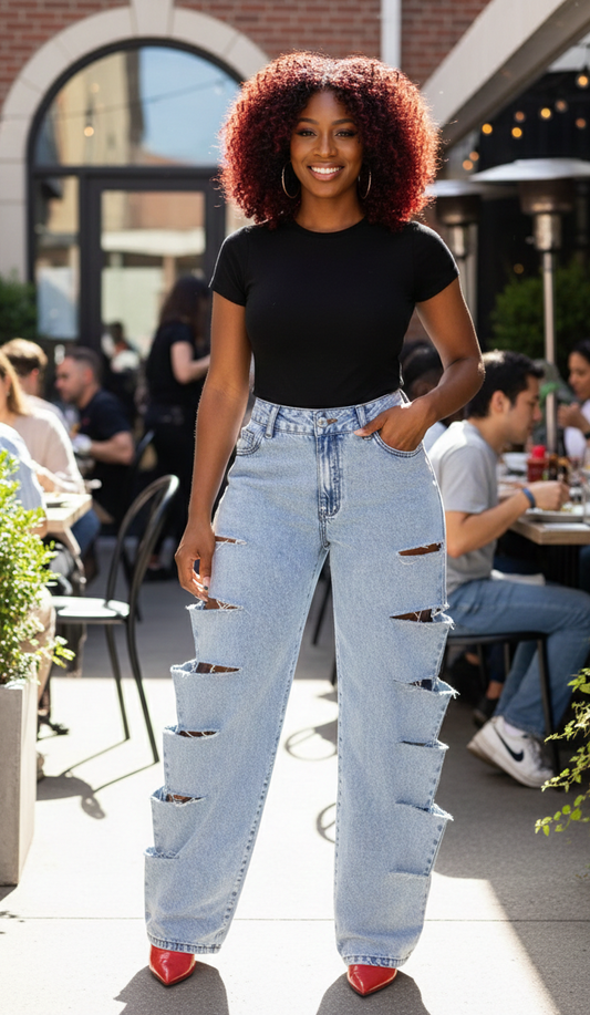 Distressed Wide Leg Jeans