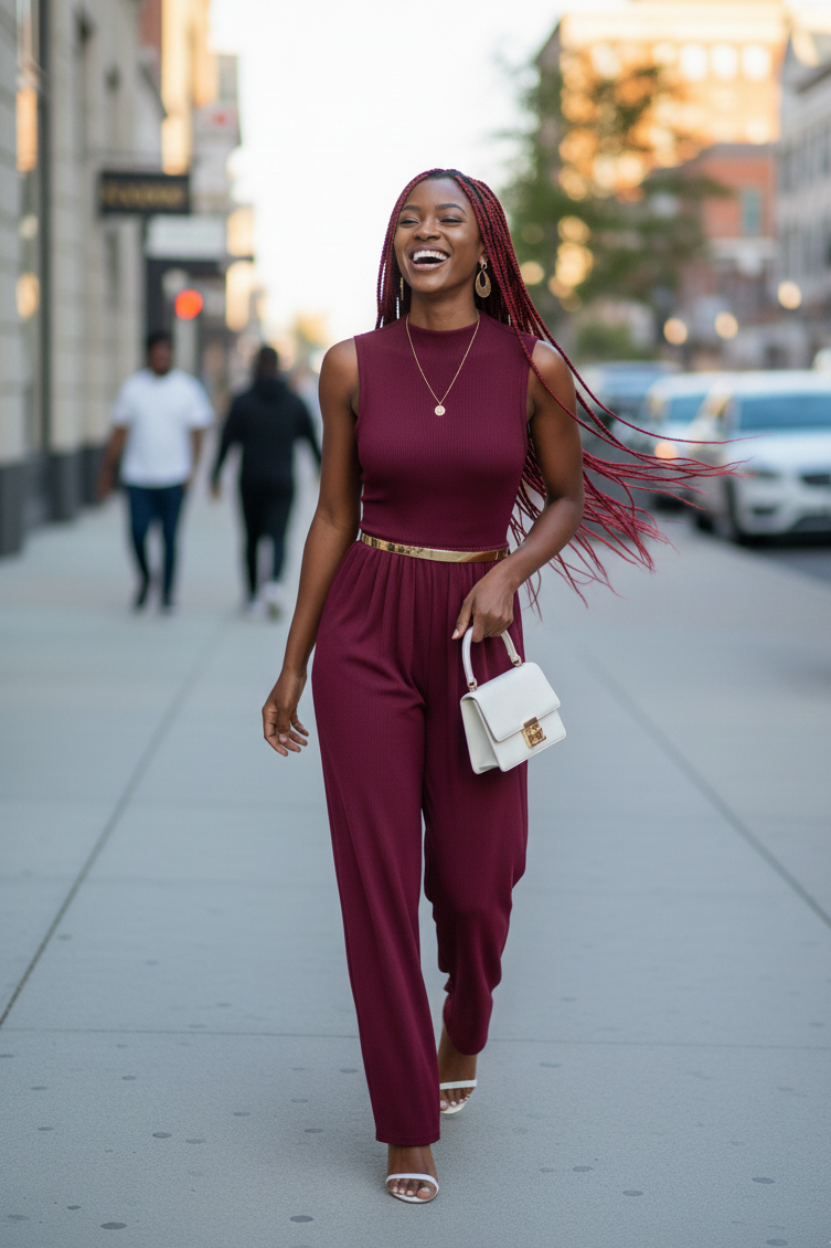 Mock Neck Sleeveless Wide Leg Jumpsuit