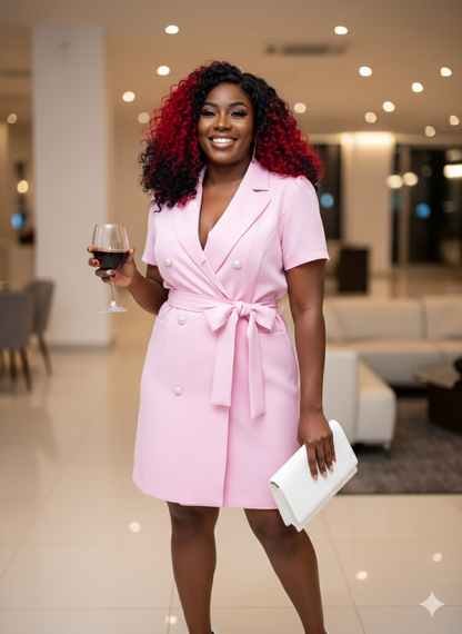 Short Sleeve Tie Waist Mini Dress