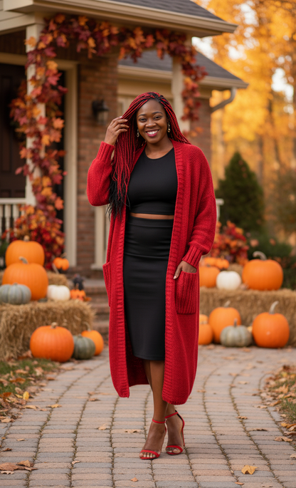 Pocketed Open Front Long Sleeve Longline Cardigan