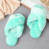 Faux Fur Crisscross Strap Slippers