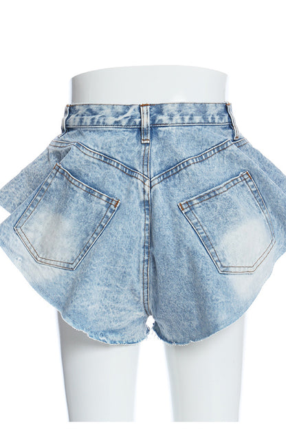 Wide Leg Denim Shorts