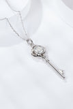 925 Sterling Silver 1 Carat Moissanite Key Pendant Necklace