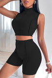 Sleeveless Exposed Seam Top and Shorts Set