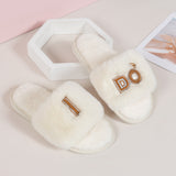 Faux Fur Open Toe Slippers