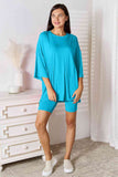 Basic Bae Full Size Soft Rayon Three-Quarter Sleeve Top and Shorts Set