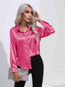 Collared Neck Buttoned Long Sleeve Shirt