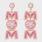 MOM Pearl Rhinestone Alloy Earrings