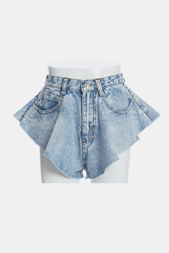 Wide Leg Denim Shorts