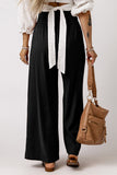 Drawstring Smocked Waist Wide Leg Pants