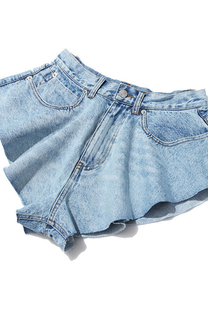 Wide Leg Denim Shorts