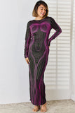 Cutout Round Neck Long Sleeve Maxi Dress