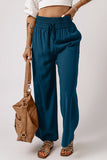 Drawstring Smocked Waist Wide Leg Pants