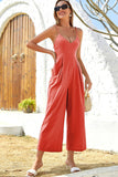 Spaghetti Strap Wide Leg Jumpsuit with Pockets