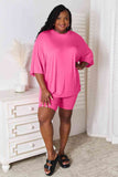 Basic Bae Full Size Soft Rayon Three-Quarter Sleeve Top and Shorts Set