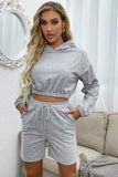 Crop Hoodie and Shorts Set