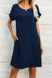 Scoop Neck Short Sleeve Pocket Dress